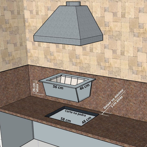 Kit Churrasqueira Inox Coifa Braseiro 50x40 Capa + Painel