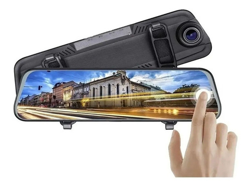 Imagen 1 de 10 de Espejo Retrovisor Doble Camara Reversa Hopemob 9.6 Touch Hd
