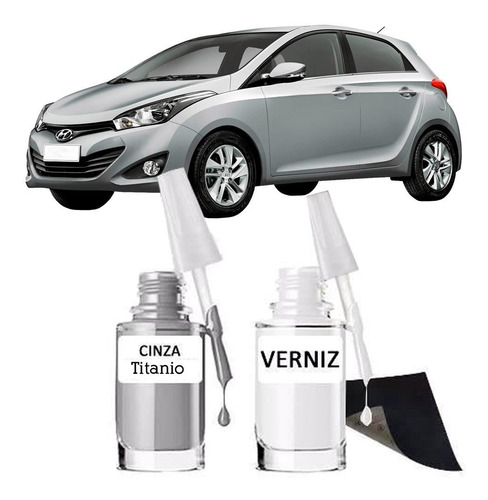 Tinta Tira Risco Retoque Automotivo Hyundai Cinza Titanio