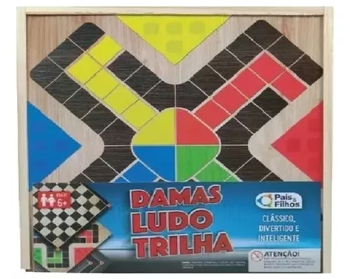 Jogos Damas Ludo E Trilha Caixa De Madeira Gala - 2212