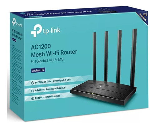 Router Tplink C6 Ac1200 Gigabit Mu-mimo Gamer Fibra Óptica 