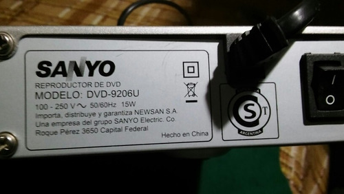 Reproductor De Dvd Sanyo Dvd-9206u