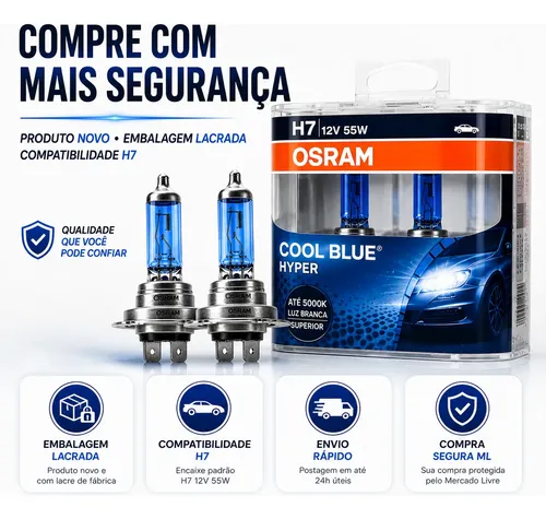 ライトブルー2 Lâmpada H7 Osram Cool Blue Hyper 5300k Super Branca | MercadoLivre