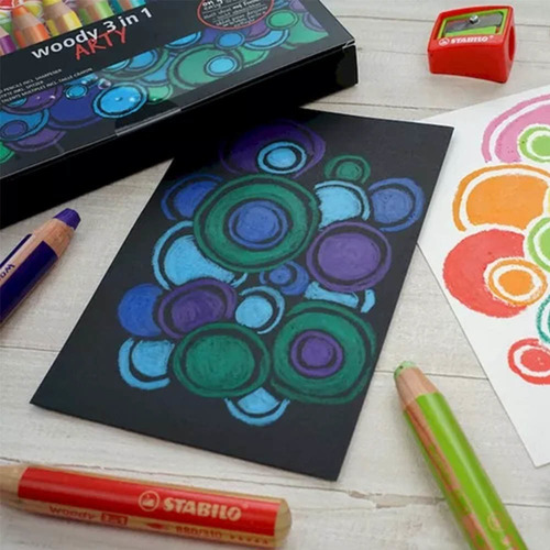 Imagen 6 de 11 de Lapices Woody Arty Stabilo X 6 Colores C/sacapuntas