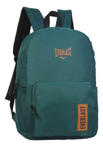 Mochila Unisex Urbana Nylon Everlast 17 Pulgadas 27682 Full Color Verde Oscuro Diseño De La Tela Liso