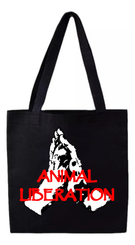 Ecobag Animal Liberation - Algodão Cru - Preto 35x35cm
