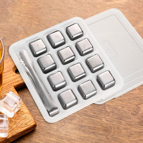New,. Cubos De Hielo De Acero Inoxidable, Cubo 12 Plata Con
