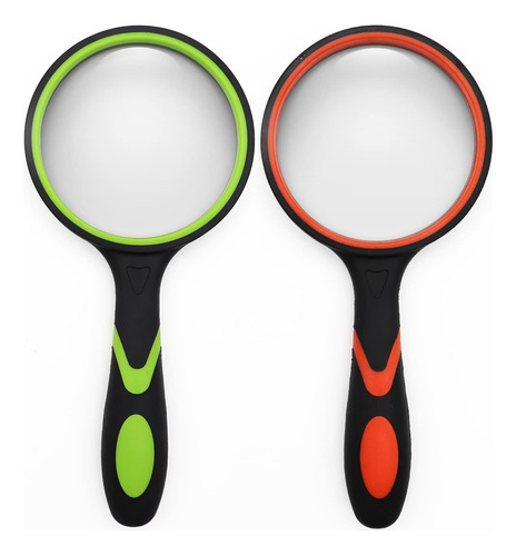 2 Pack 75mm 10x Handheld Magnifying Glass Shatterproof