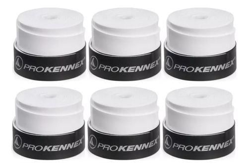 Kit 6 Overgrip Prokennex Pse Tênis Beach Tennis Padel Cor Branco