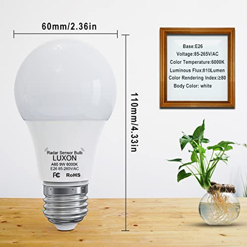 Bombillas Led Con Sensor De Movimiento, Luz Diurna 6000k,