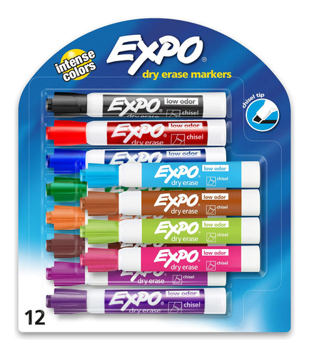 Expo Low Odor Dry Erase Markers, Chisel Tip, Assorted Colors