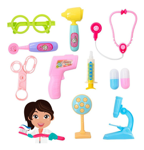 Kit Dentista Mini Doutor Medica Infantil Educativo 12 Peças