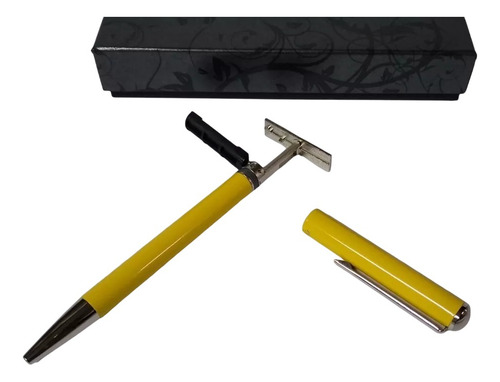 Bolígrafo Con Sello Heri Classic Made In Germany Tinta Azul Exterior Amarillo (3107)