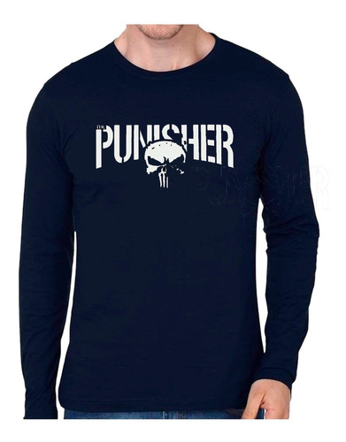 Polera Manga Larga De Hombre The Punisher