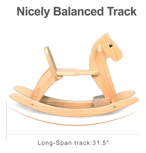 Caballo Mecedor De Madera Para Niños Con Respaldo Seguro