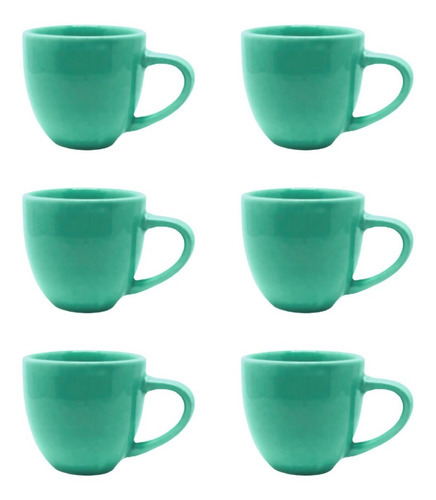 Jogo 12 Xicara Café Chá Porcelana 95ml Colorida Cor Verde