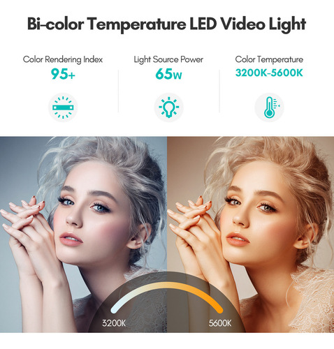 A Luz Led De Vídeo Ible De 4 Brazos Con Soporte Y Bolsa For