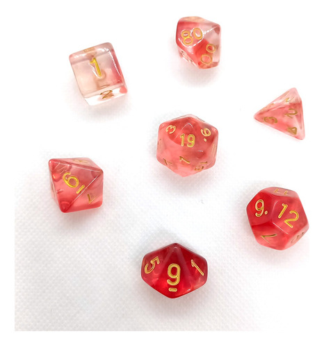 Set 7 Dados Rol - Healing Potion Rojo Traslucido Muy Lejano