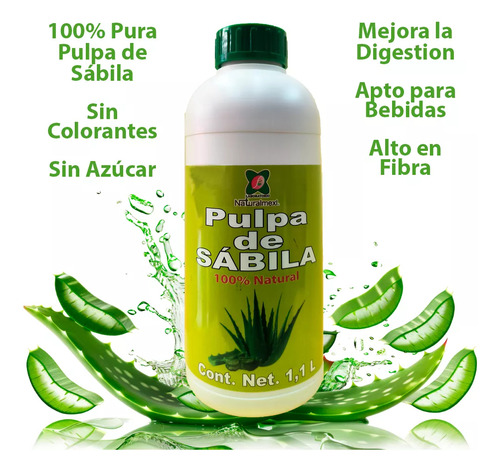 Pulpa De Sábila (aloe Vera) 100% Natural 1,100 Ml