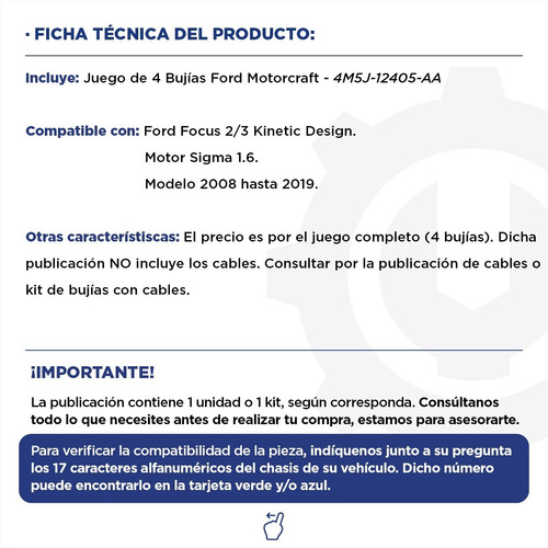 Imagen 2 de 9 de Juego De 4 Bujías Ford Motorcraft Focus 08/19 - Original