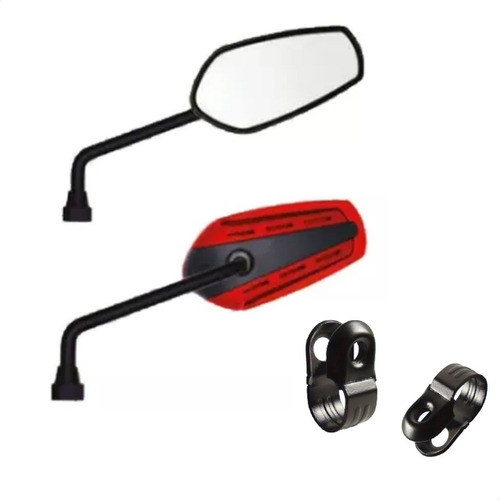 Retrovisor Gvs Gtx Preto E Vermelho Adaptador Para Bicicleta