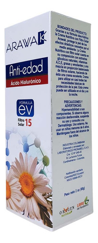 Crema Facial Arawak Antiedad Filtro Solar X 60g