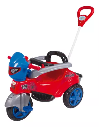 Triciclo Infantil com Haste Empurrador Pedal Motoca Velotrol 2 em