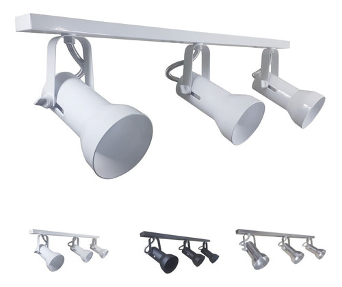 Imagem 2 de 7 de Kit 3 Spot Trilho Aluminio E27 P/ Led 60 Cm Soft
