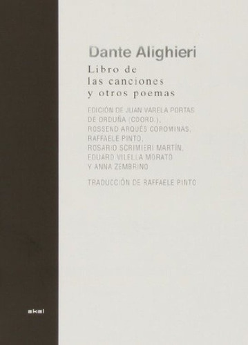 Libro De Las Canciones Y Otros Poemas - Dante Alighieri