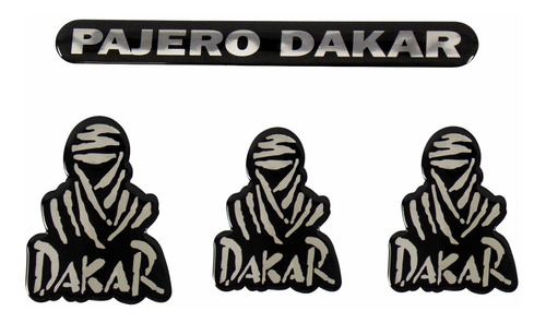 Kit Adesivos Pajero Dakar Resinado 3d Cromado Emblemas 