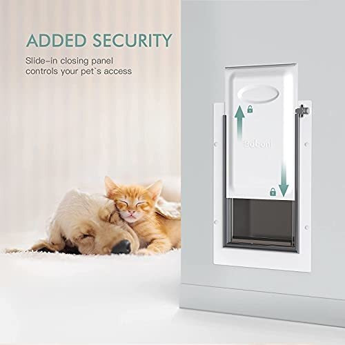 Baboni Pet Door for Wall -Large Strong and Durable Double Flap Dog Door and Cat Door Pets Up to 100 Lb Steel Frame and Telescoping Tunnel Aluminum Lock 