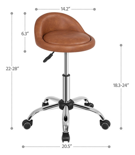 Taburete Giratorio Ajustable Con Ruedas Y Soporte Espalda Ma