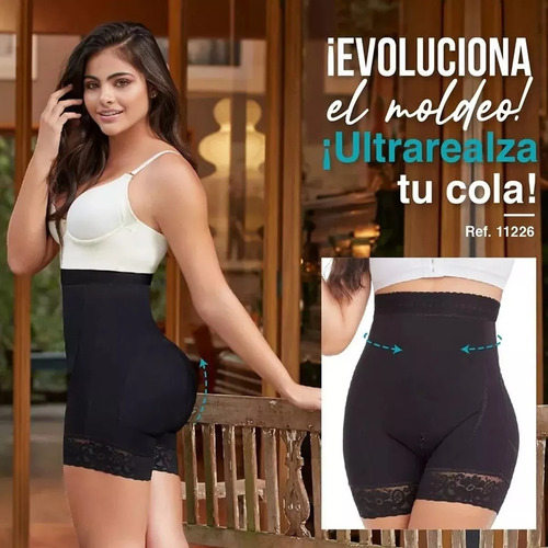 Panty Short Levanta Cola Control Abdominal Alta Compresión Negro M