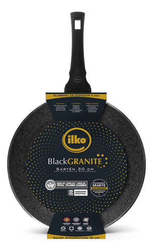 Sartén 30 Cm Ilko Black Granite Color Negro