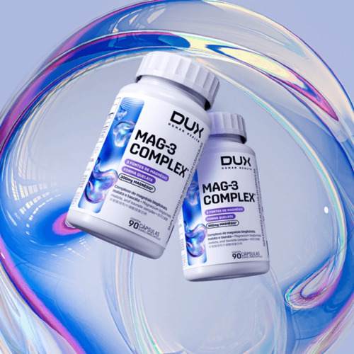 2x Magnésio Mag-3 Complex 300mg Dux 90 Capsulas Sabor Sem Sabor