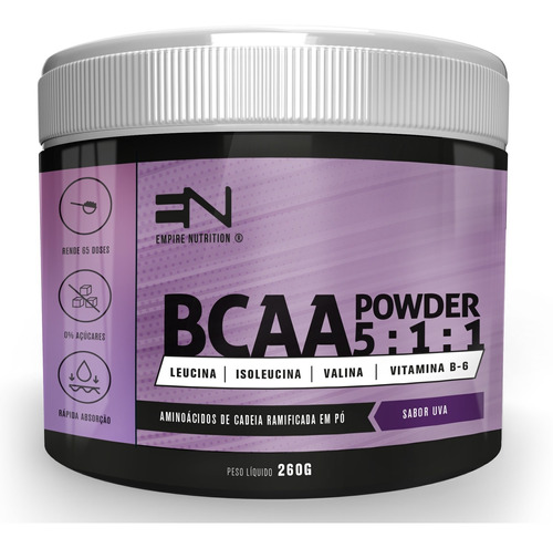 Bcaa Em Pó 260 G 5:1:1 Empire Nutrition Sabor Uva