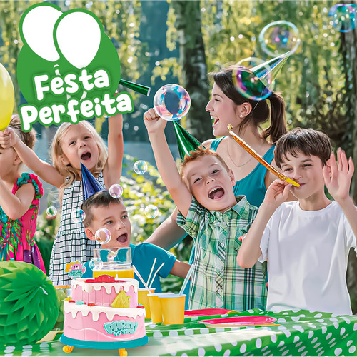 Imagem 6 de 10 de Máquina De Fazer Bolhas De Sabão Bolo De Aniversário Som Luz