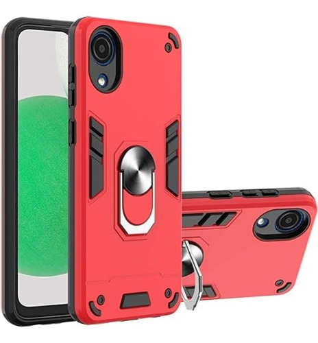 Funda Case Para Samsung A03 Core Con Anillo Metálico Rojo