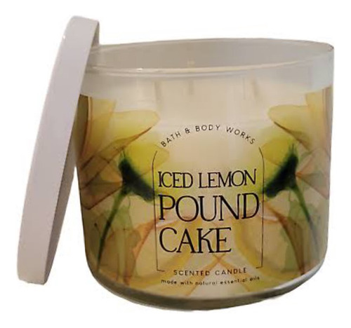Vela Perfumada Bath&body Works Iced Lemon Pound Cake 3 Wick Bege Lisa Bolo Gelado De Limão