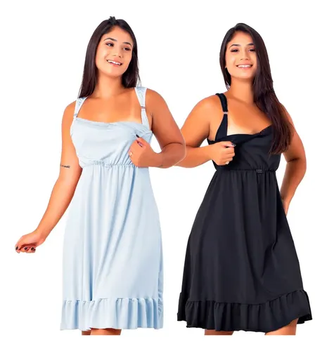 Kit 2 Camisola Gestante Amamentação Maternidade Pós Parto