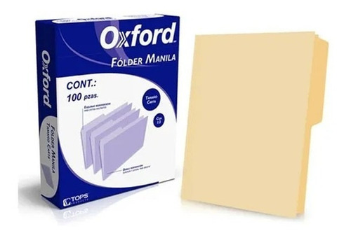 Folder Oxford Crema Tamaño Oficio 1/2 Ceja Caja/100 Piezas