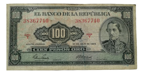  Billetes Colombiano De 100 Pesos De 1965