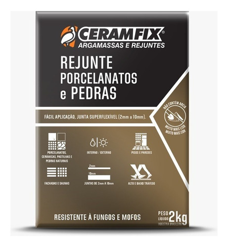 Rejunte Cerâmicas Ceramfix Porcelanato Pedra Cinza 2kg