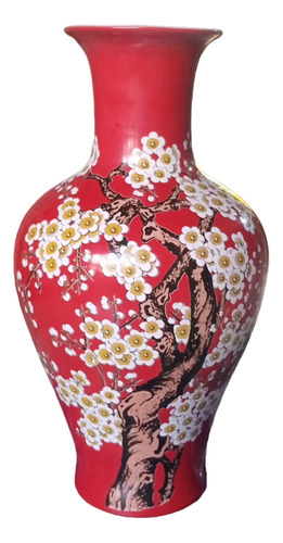 Florero Rojo De Porcelana China 