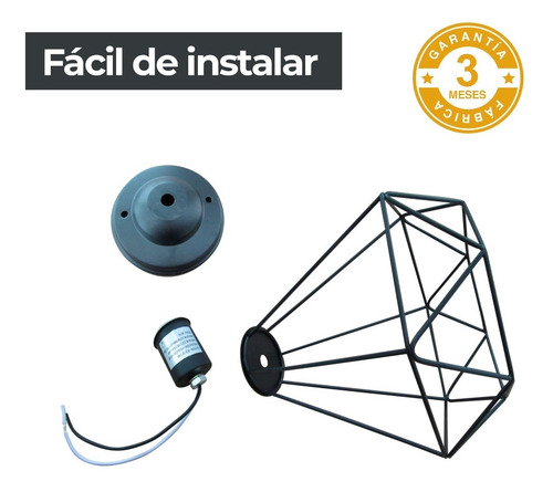 Imagen 7 de 8 de Lámpara De Techo Vintage Negro 60w E27 1 Luz