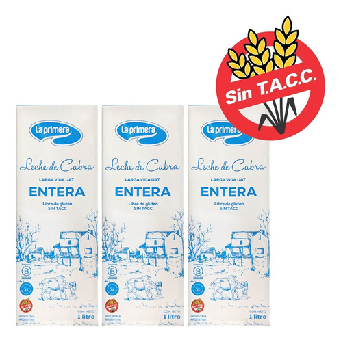 Leche De Cabra Larga Vida Sin Tacc Entera La Primera 1 Lt X3