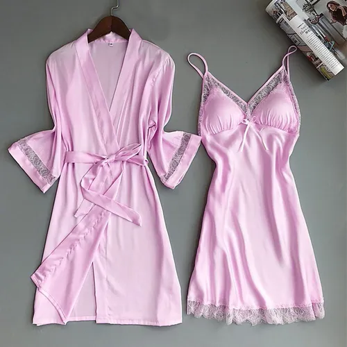 Nuevo Pijama De Seda Satinada Para Mujer, Bata, Ropa Interio