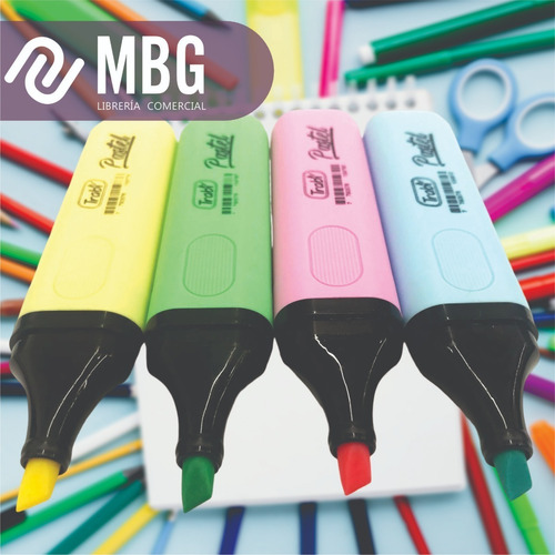 Imagen 4 de 6 de Resaltador Trabi Pastel Punta Biselada X 4 Colores Sueltos