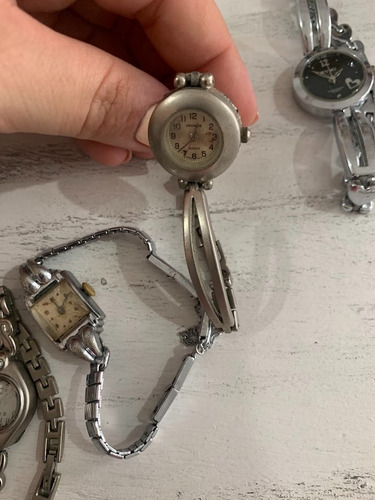 Lote Reloj Pulsera Mujer Analógico Hora Mano Plateado Plateado Blanco (Usado)