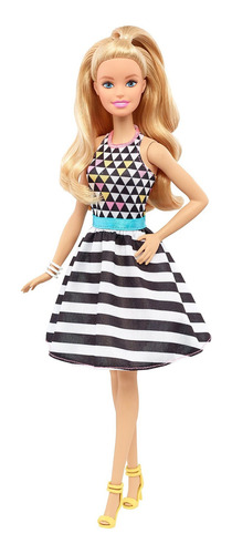 Barbie Girls Fashionistas #46 Muñeca Vestido De Rayas B/n